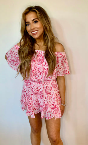 Dreamy Paisley Off the Shoulder Romper